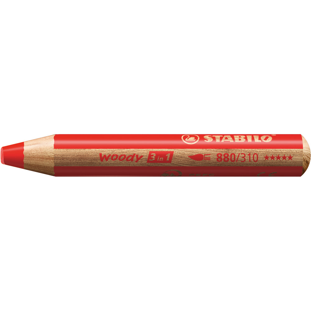 Creion colorat Stabilo Woody 3 in 1, 10 mm, rosu Creion colorat Stabilo Woody 3 in 1, 10 mm, rosu